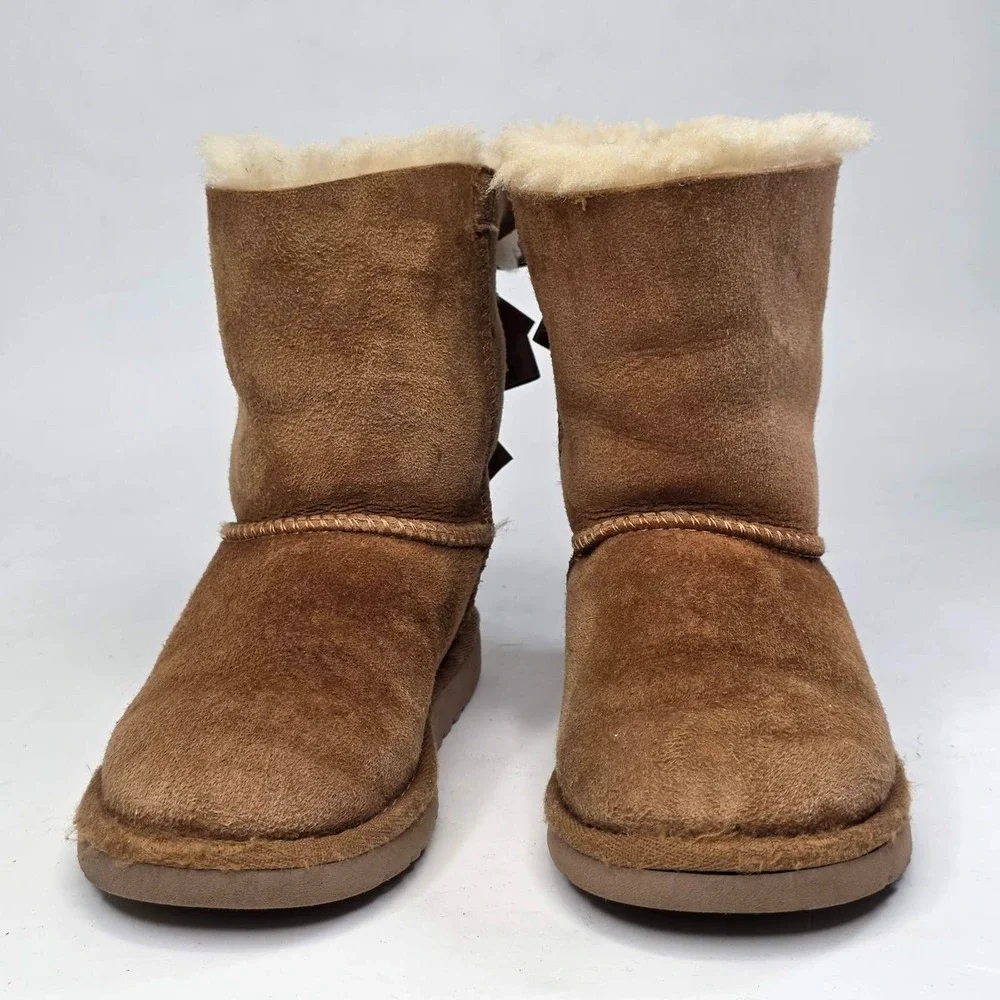 UGG Bailey Bow II Toddler Boots Size 12 Chestnut Brown Suede Sheepskin Shoes